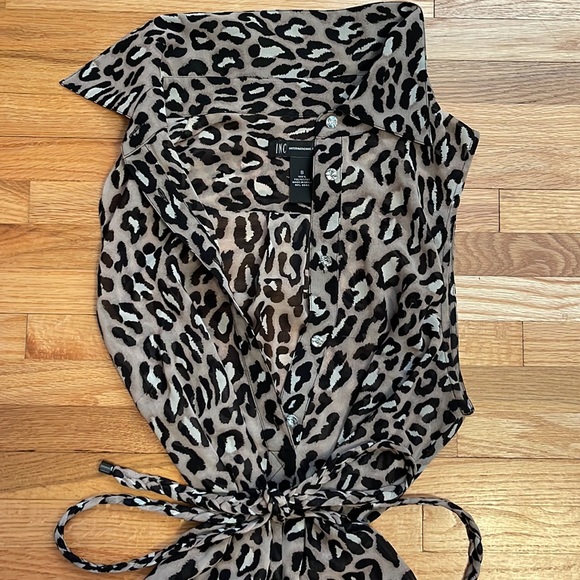 International Concepts Leopard Blouse with braided Tie - Picture 2 of 4